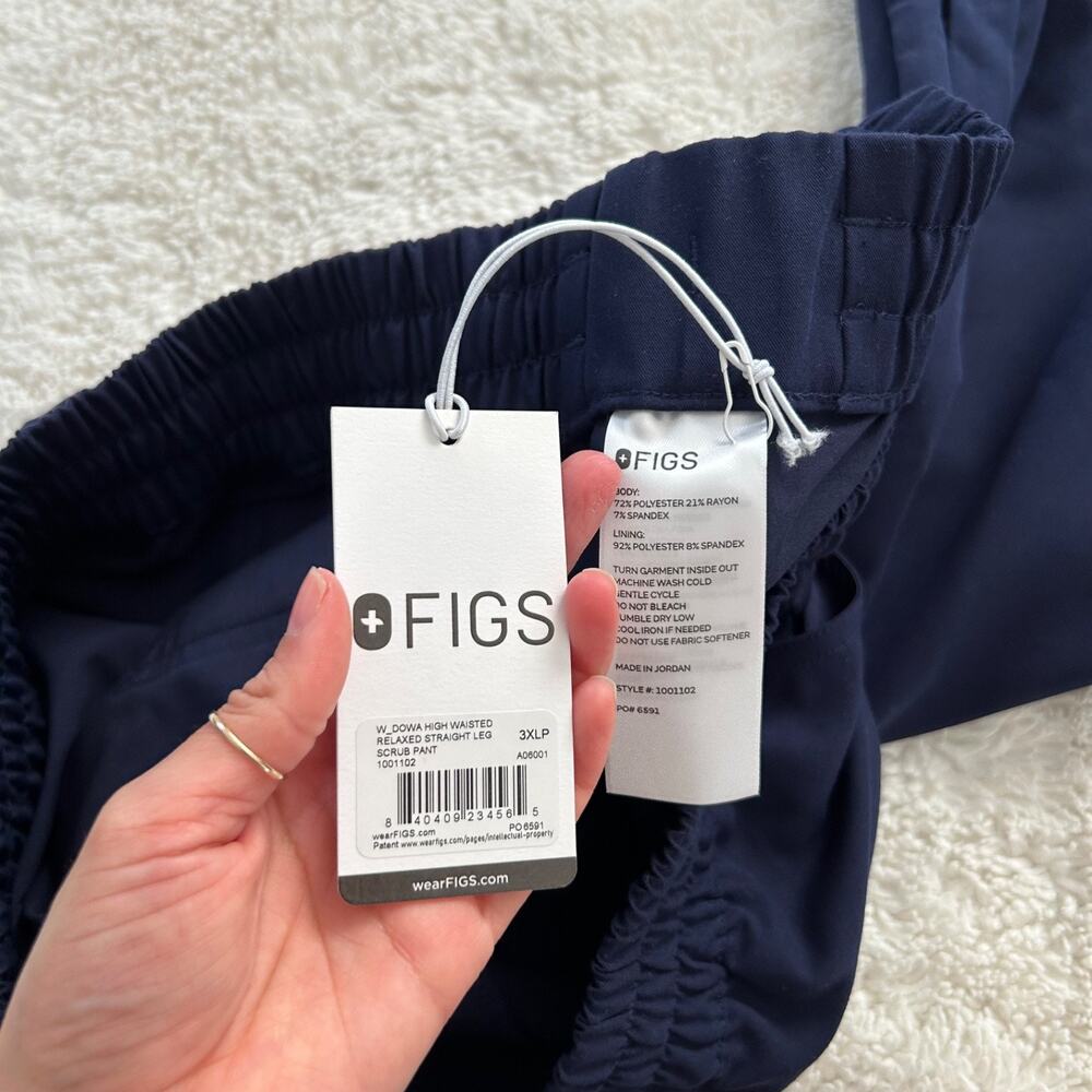 NWT FIGS High-Waisted Dowa Relaxed Straight Leg Scrub Pants 3XLP Navy Medical - Picture 6 of 6